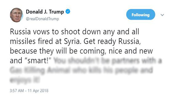 Trump Threatens Russia in a Tweet: ’Get Ready the Missiles Are Coming’